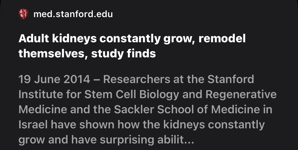 Stanford Medicine report on kidney regeneration